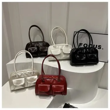 Retro Double-pocket Shoulder Bag 